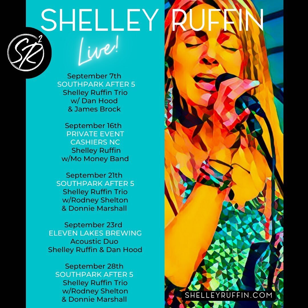 SEPTEMBER line up&hellip;.check out what&rsquo;s left on the calendar this month and come see us soon! Up next, Shelley Ruffin Trio feat: Rodney Shelton and Donnie Marshall, this Thursday from 5:30-6:30 at @southparkafter5 in Symphony Park 🎶😁🎶 #li