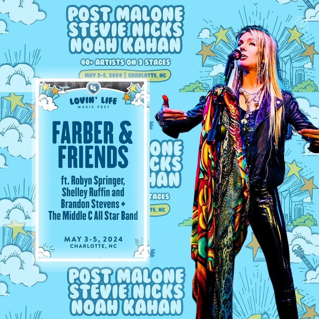 Absolutely THRILLED to announce I will be a part of the Lovin&rsquo; Life Music Fest Charlotte!
I will be taking the stage with &ldquo;Farber and Friends&rdquo; alongside my friends and musical peers and will be one of three featured vocalists in our
