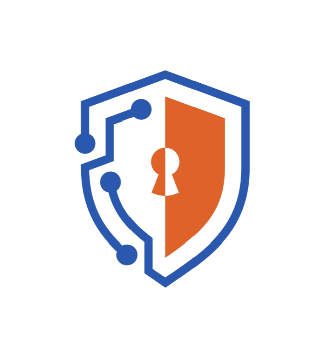Blue and orange shield icon.
