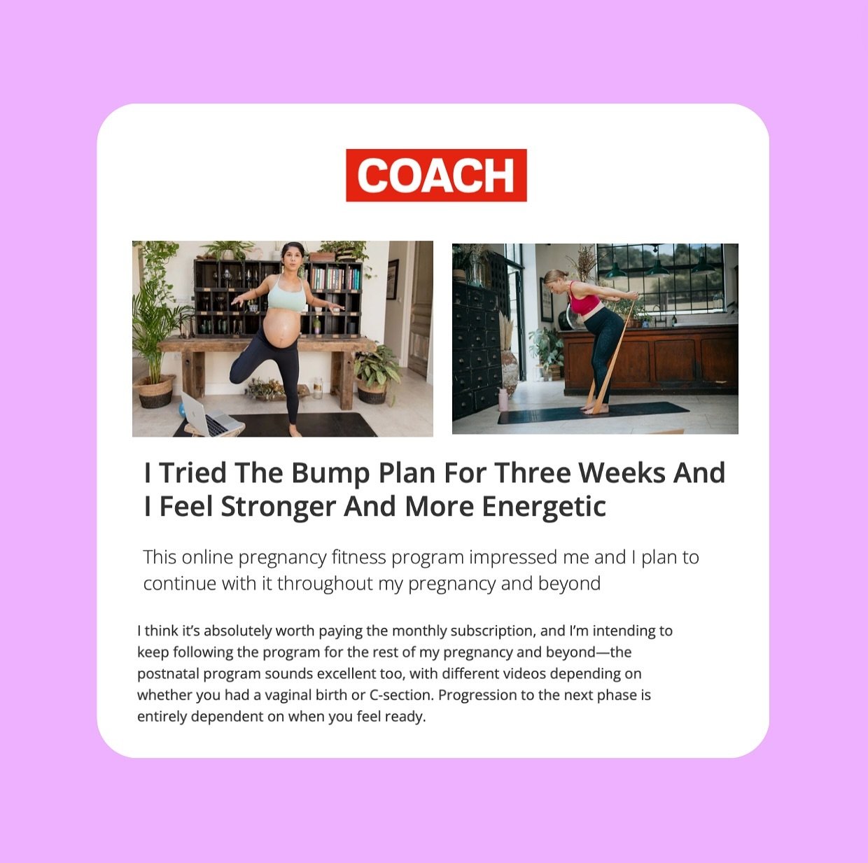 Such an amazing review of @thebumpplan by Camilla at @getcoach 😍⭐️🤰🏼 @thepilatespt