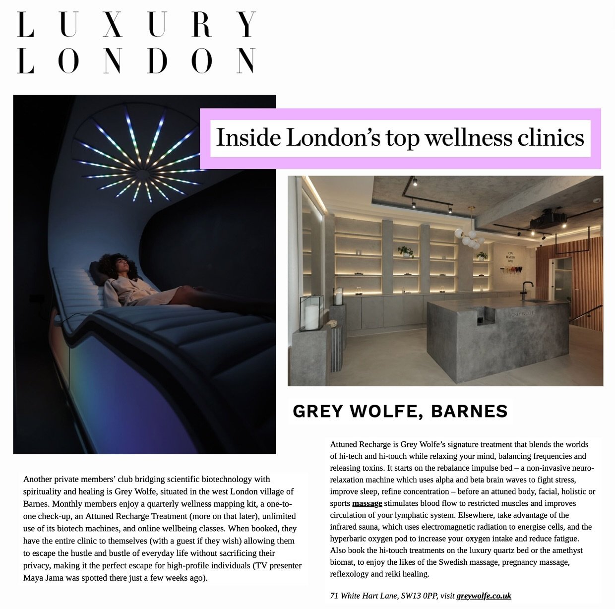London&rsquo;s Top Wellness Clinics ✨🧬 @greywolfelondon x @luxurylondonofficial @_annielewis 💜