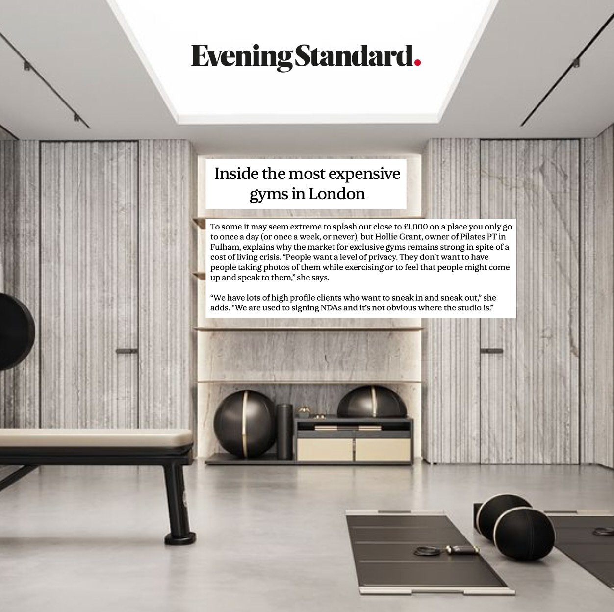 @thepilatespt spoke to @evening.standard about the most expensive gyms in London ✨ @alexpwrites