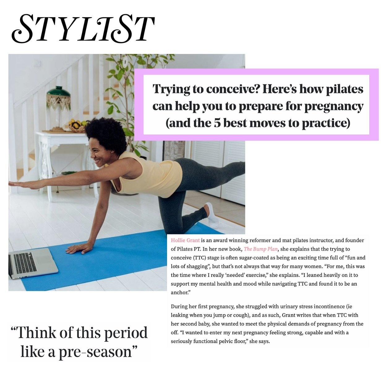 5 Pilates moves if you&rsquo;re trying to conceive 🩷 @thebumpplan x @stylistmagazine @mirandalarbi