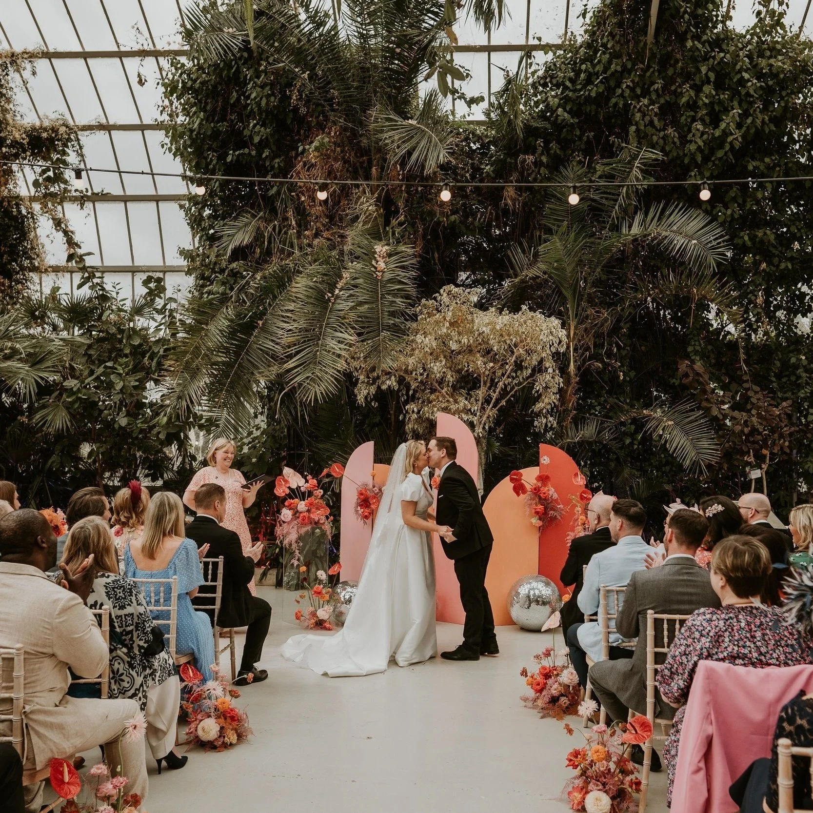 colourful wedding at sefton park palm house