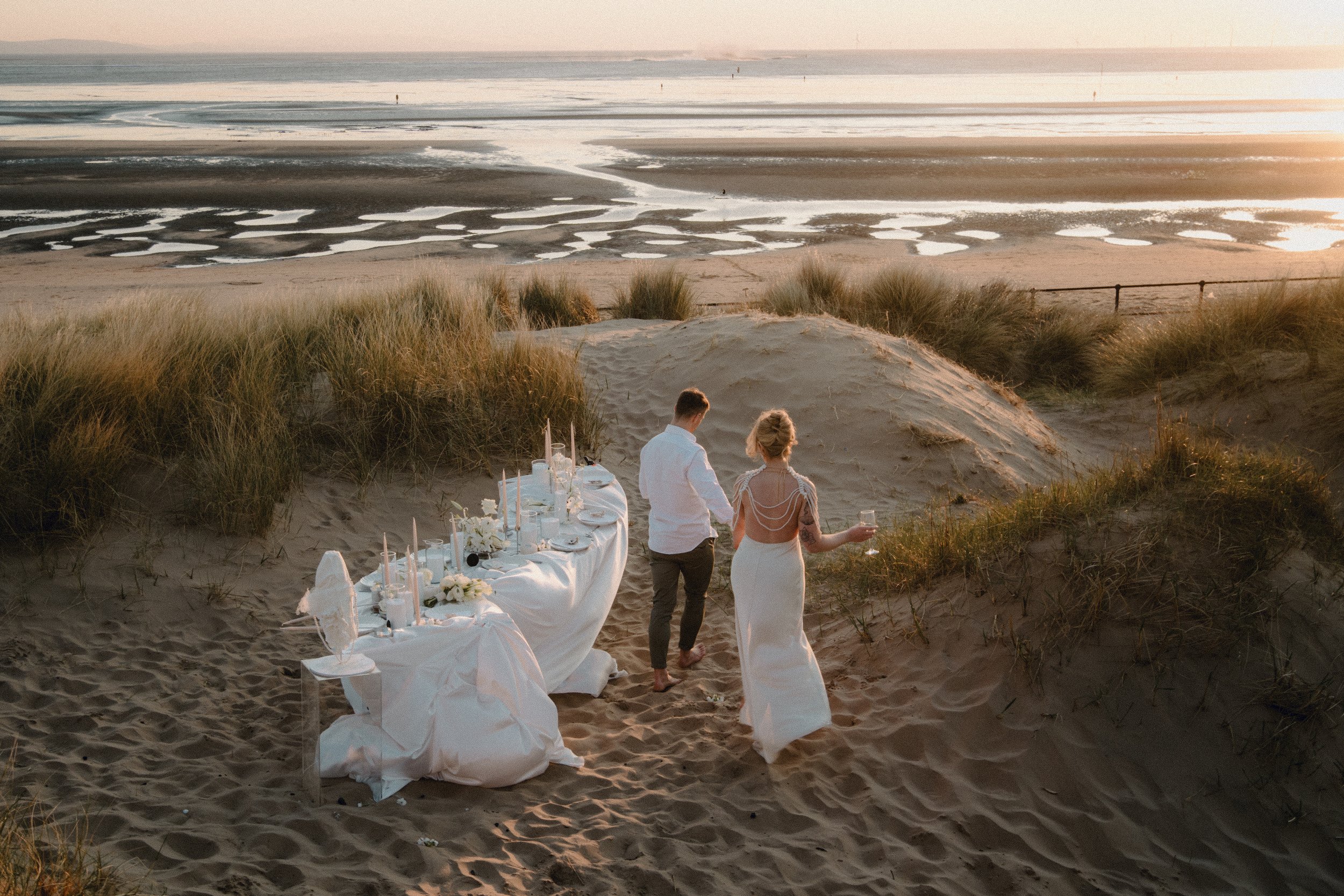 Beach wedding sunset