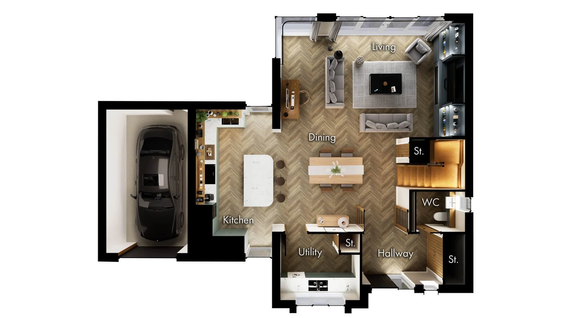 A 3D Floor Plan of a new build development