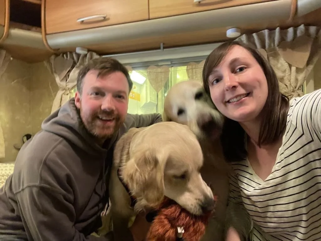 Photograph James, Kirsty, Eddie and Herbie on the Eurostar in Florence. This photograph was taken on Day 2 of MADE BY WOODSMOKE: Stories from the Road