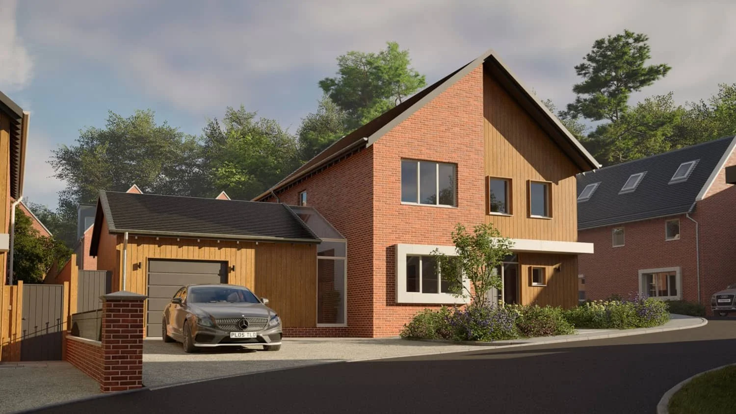 A 3D architectural aisualisation of a new-build house at The Lodge, Drayton