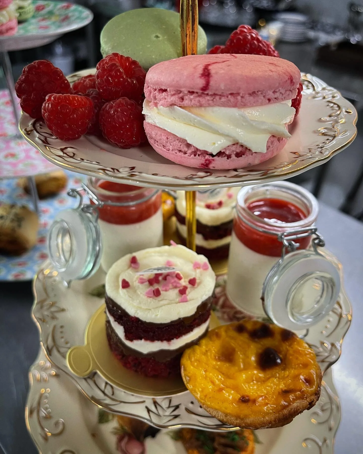 A very pretty Afternoon Tea needs a close up we think!! 
Served these beauties yesterday to guests (a few of whom who have been back more than once for this treat!) on the terrace in the bright Cornish sunshine 😎😎&hellip; not a bad way to start the