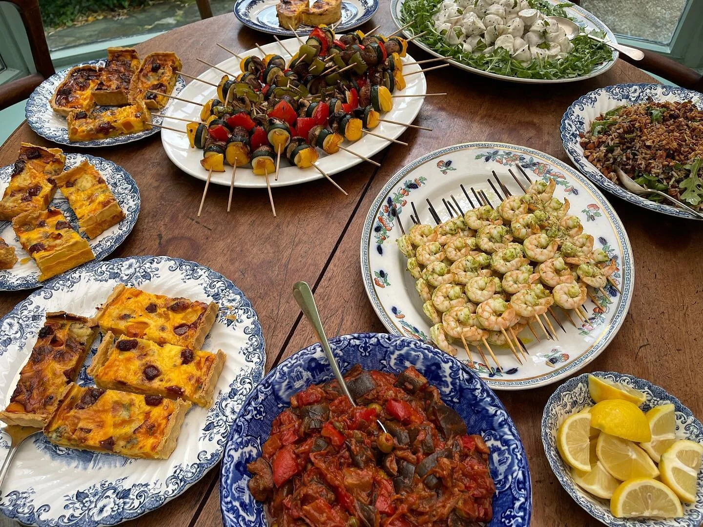For these hot summer days there is nothing more lovely than a Grazing Buffet! Done by @manormadecornwall 
We did it as a lunch in our fab conservatory for an event last weekend featuring:

 Rice Salad with Nuts and Cranberries
Caponata
Potato Salad w