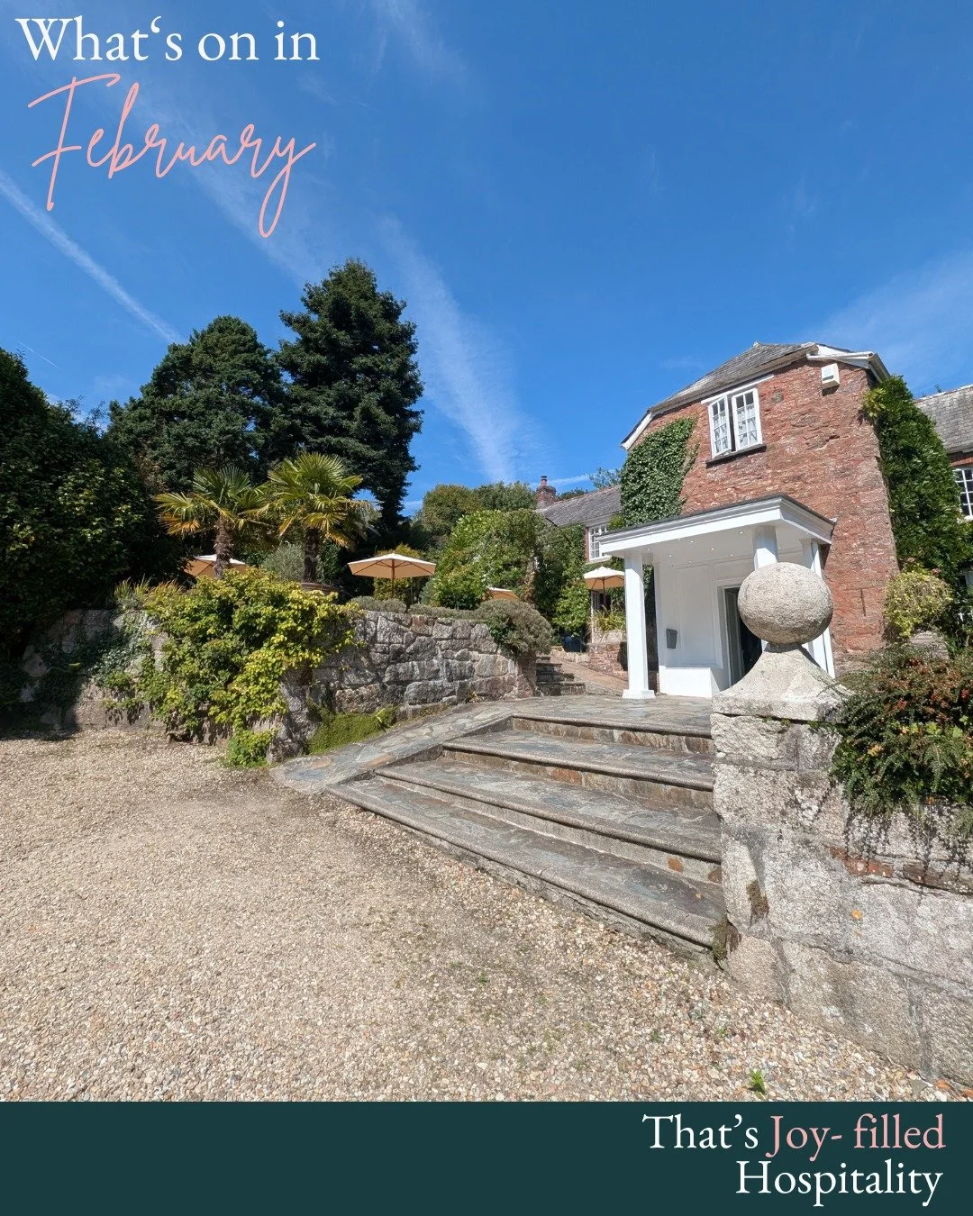 What's on in February, we are back open from the 12th!
We are so excited to be back from our winter break........
With new menus, new weekly cake, a new spa package and more.
We can't wait to welcome back familiar faces, and meet lots of new guests.
