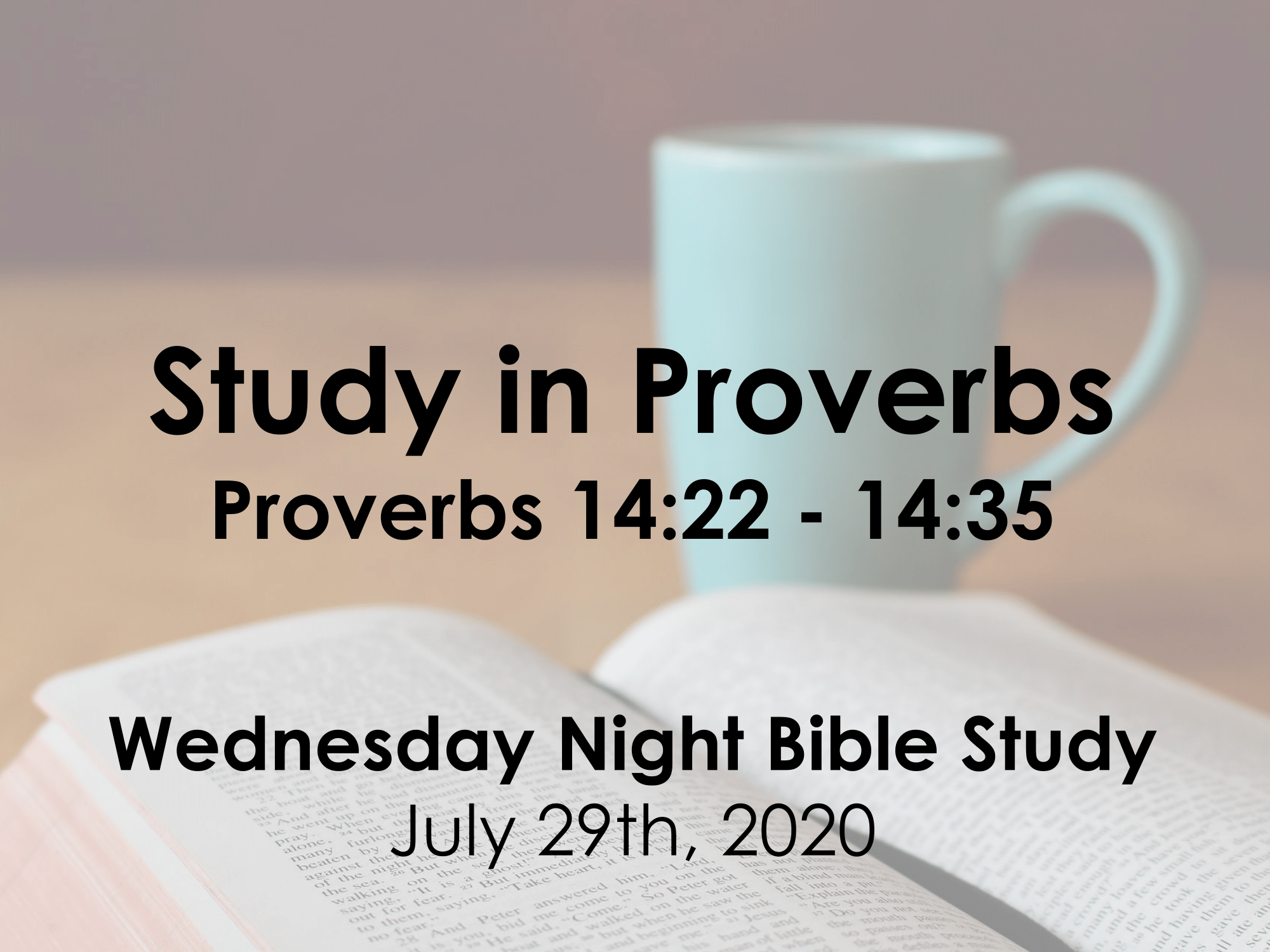 A Study of Proverbs 14:22 - 14:35