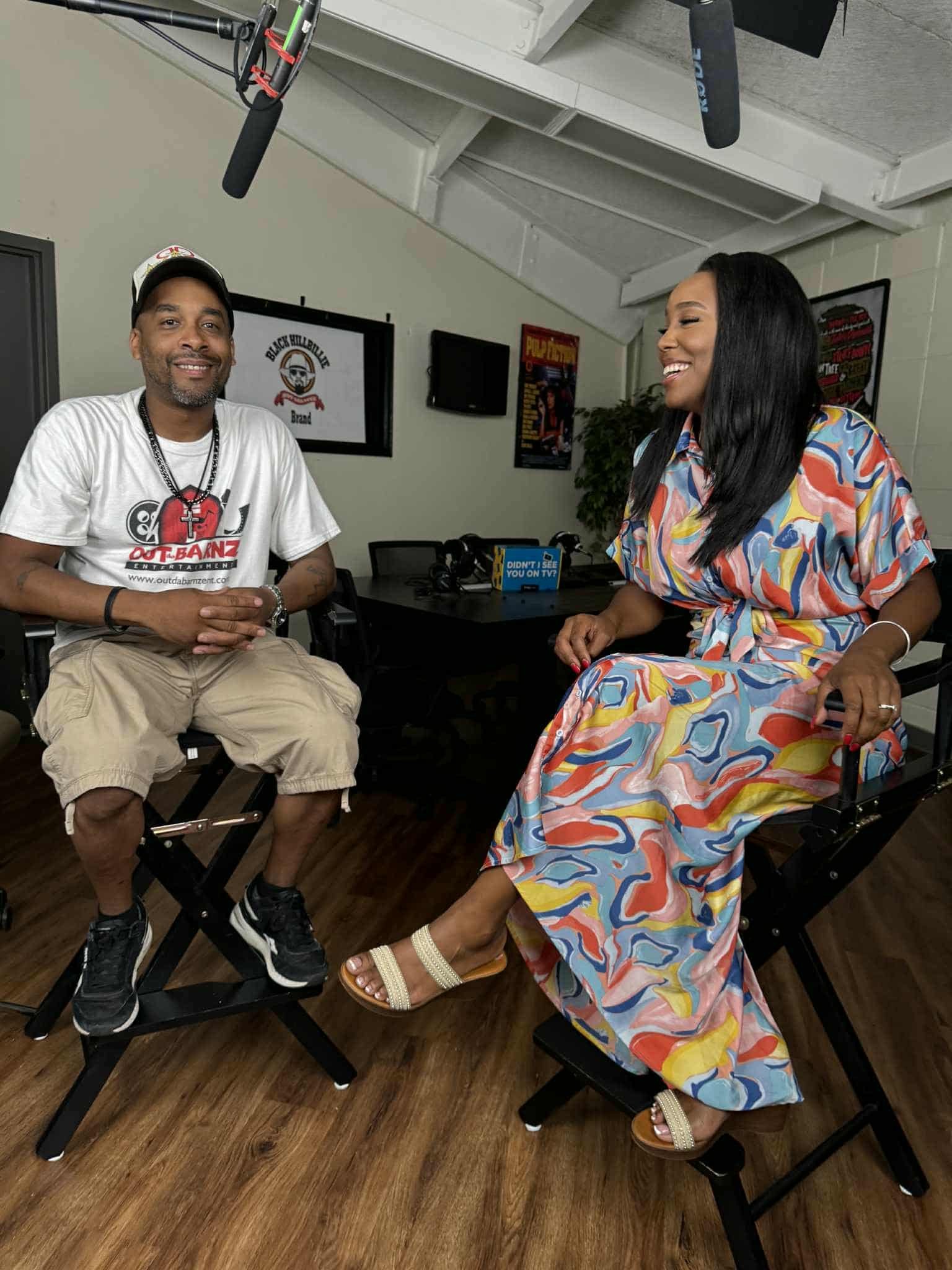 On the set for interview about South Carolina based film