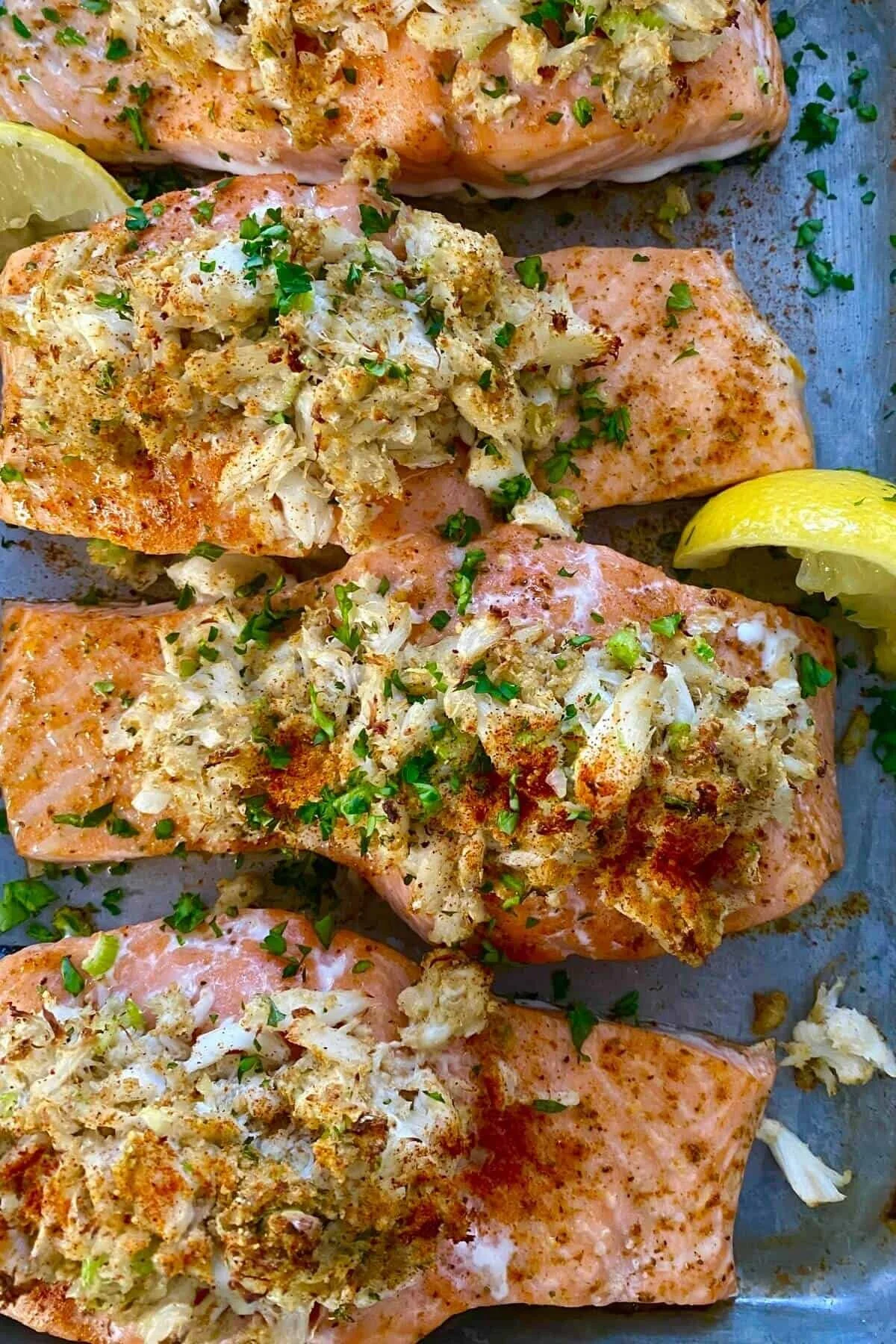 Dinner with the Family...Crab Stuffed Salmon