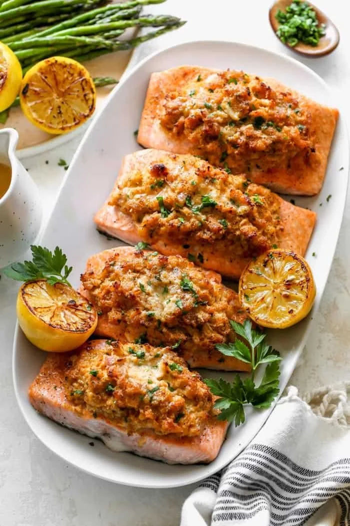 Dinner with the Family...Crab Stuffed Salmon