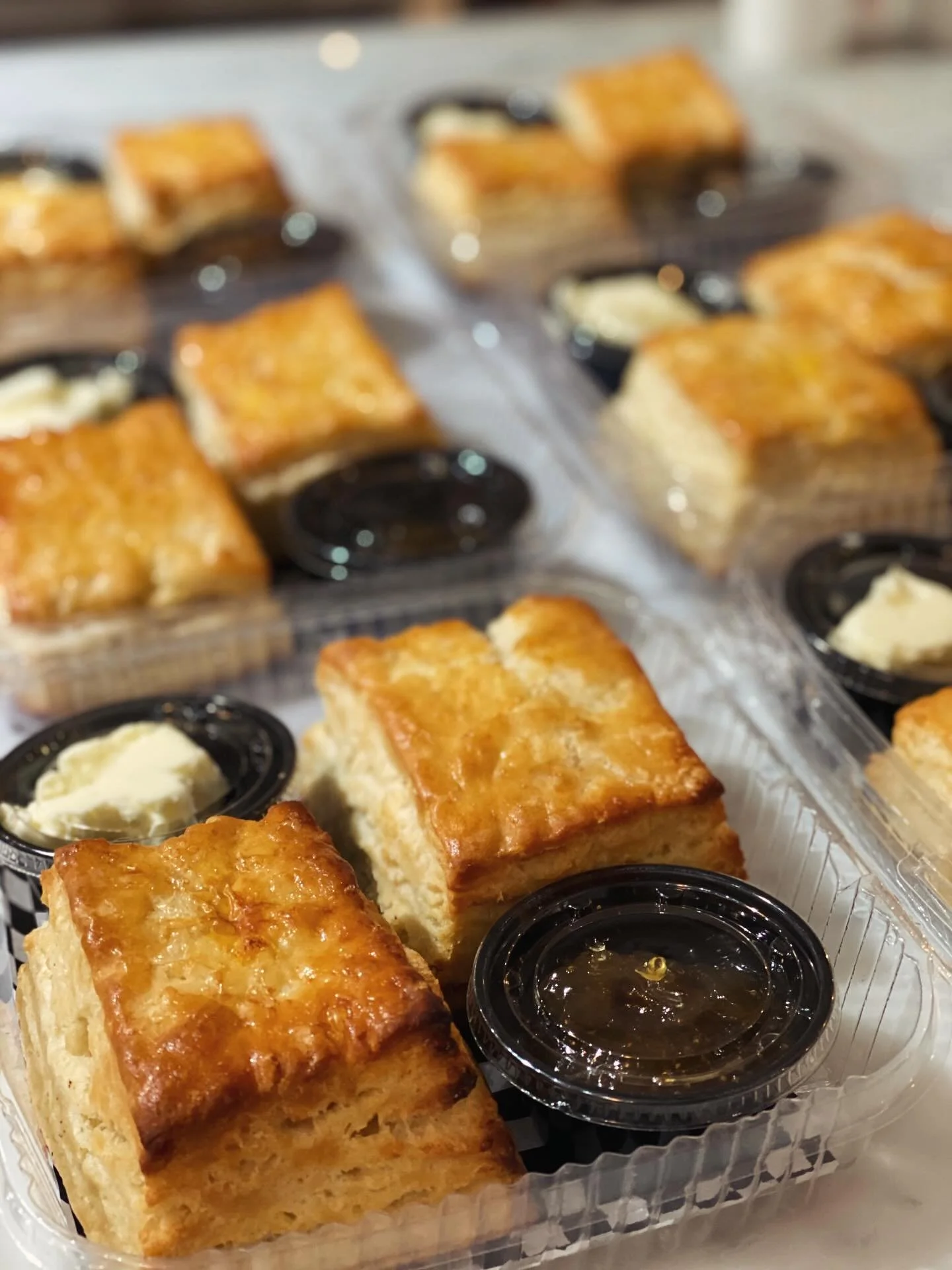 Golden, flaky, and fresh out of the oven 🧈✨Nothing beats warm biscuits with jam &amp; butter 🍓