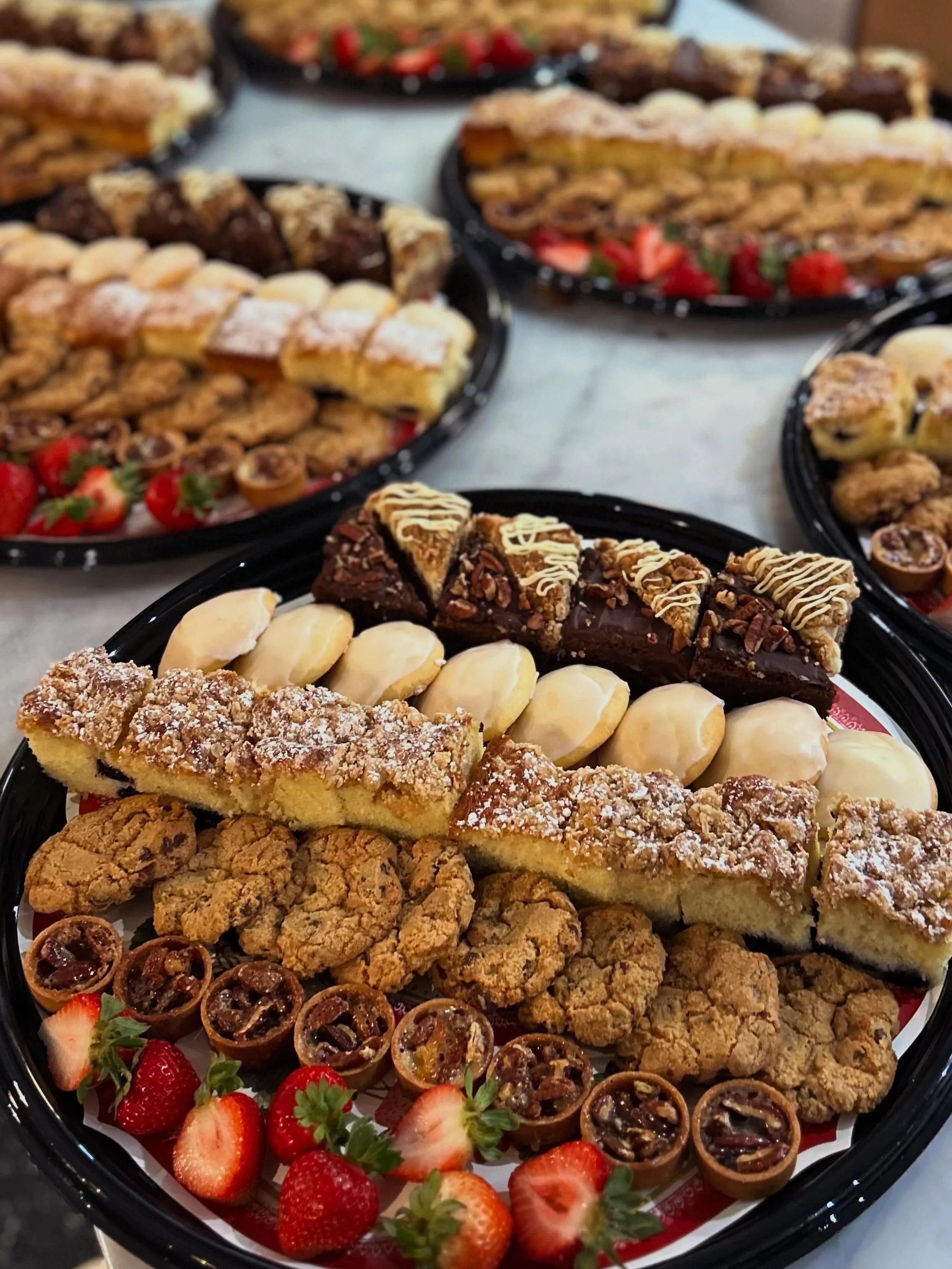 Fresh-baked and ready to impress 🥐✨ Our assorted pastry trays are the perfect addition to your next office meeting, brunch, luncheon, baby shower, or special gathering! Filled with our signature fresh-baked muffins, scones, bars, and other delicious