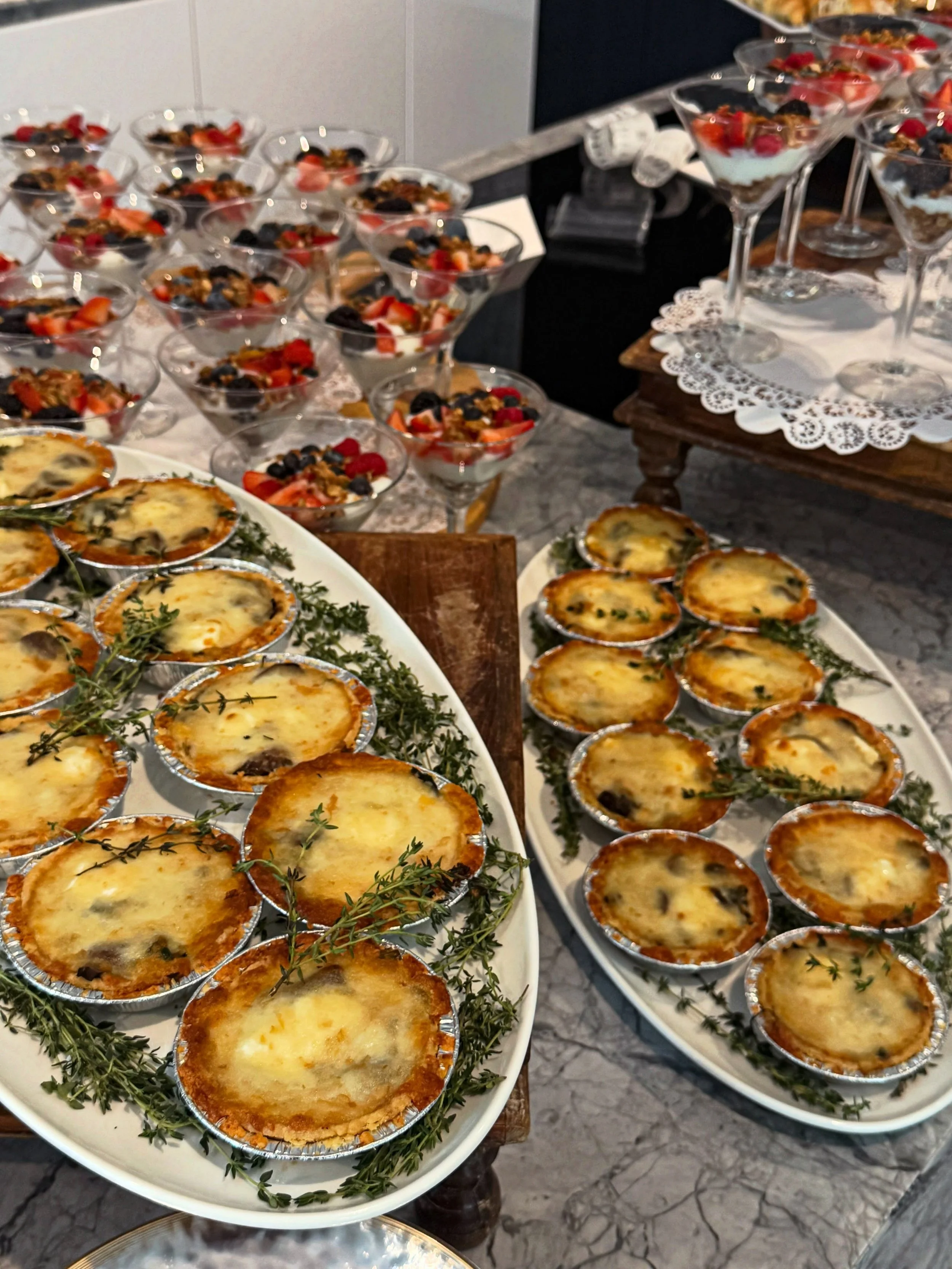A lovely way to start the day. ✨🥐 

Our offsite breakfast catering features savory petite tarts and frittatas, seasonal fresh fruit cups, granola parfaits, , and house-made, freshly baked pastries, thoughtfully prepared and ready to enjoy.

From ful