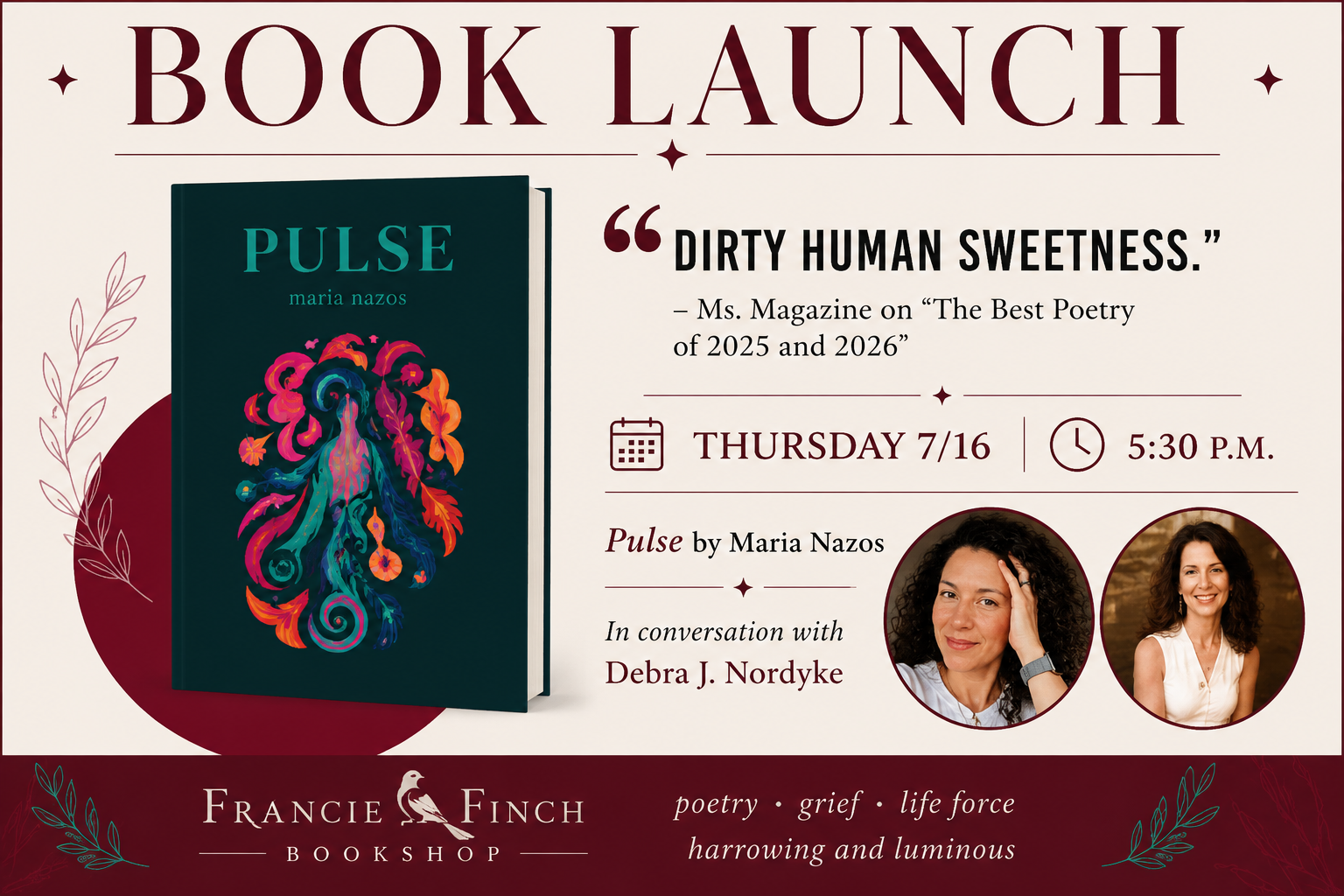 Book launch – PULSE by Maria Nazos in Conversation with Debra F. Nordyke