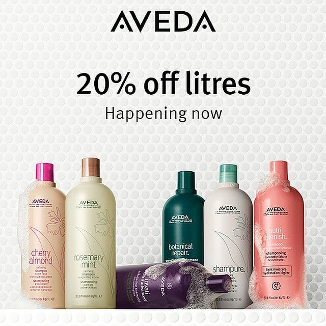 Stock upon your favorites! March 7th-17th all Aveda liters are 20% off. 🤑