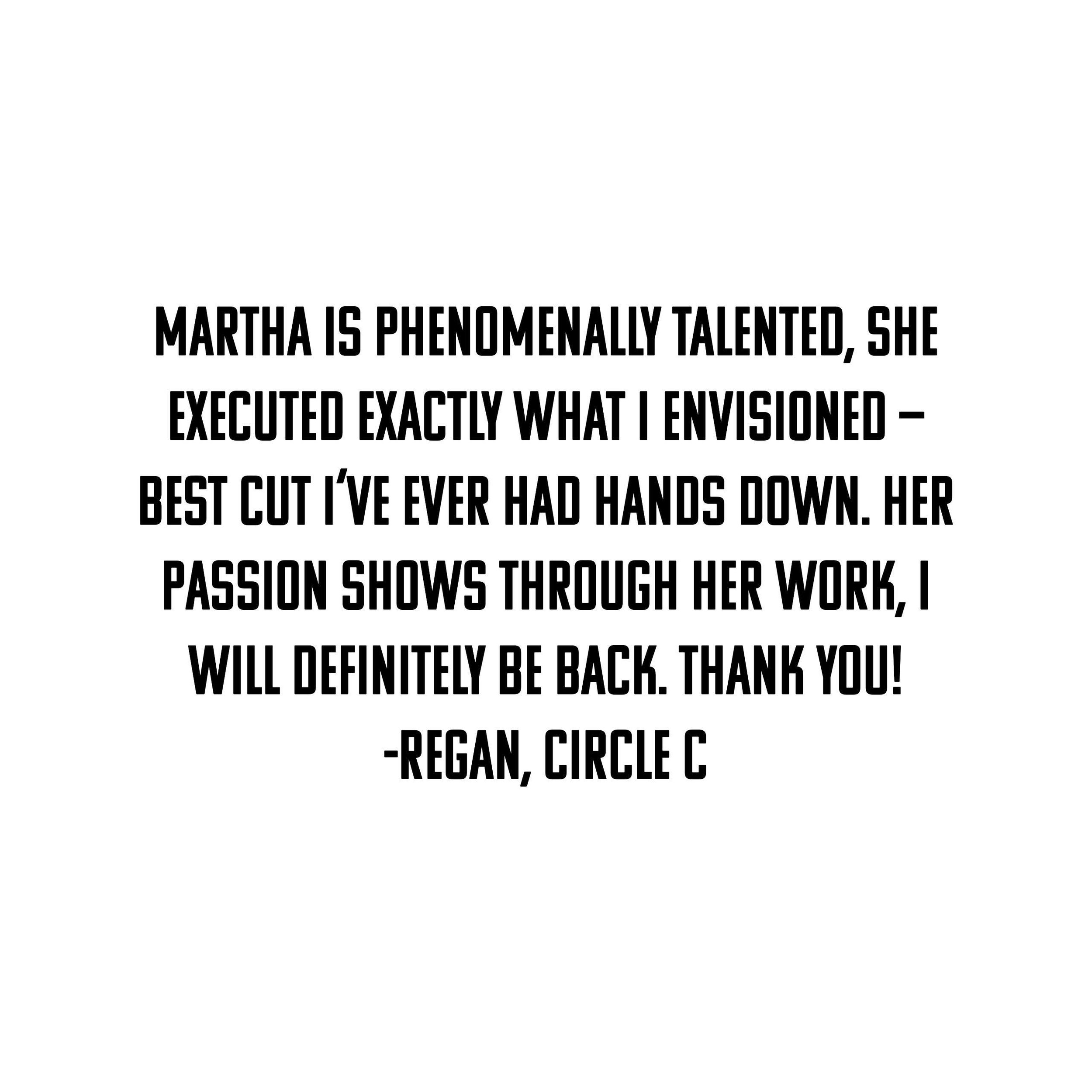 Amazing review for Martha at Circle C! 💙