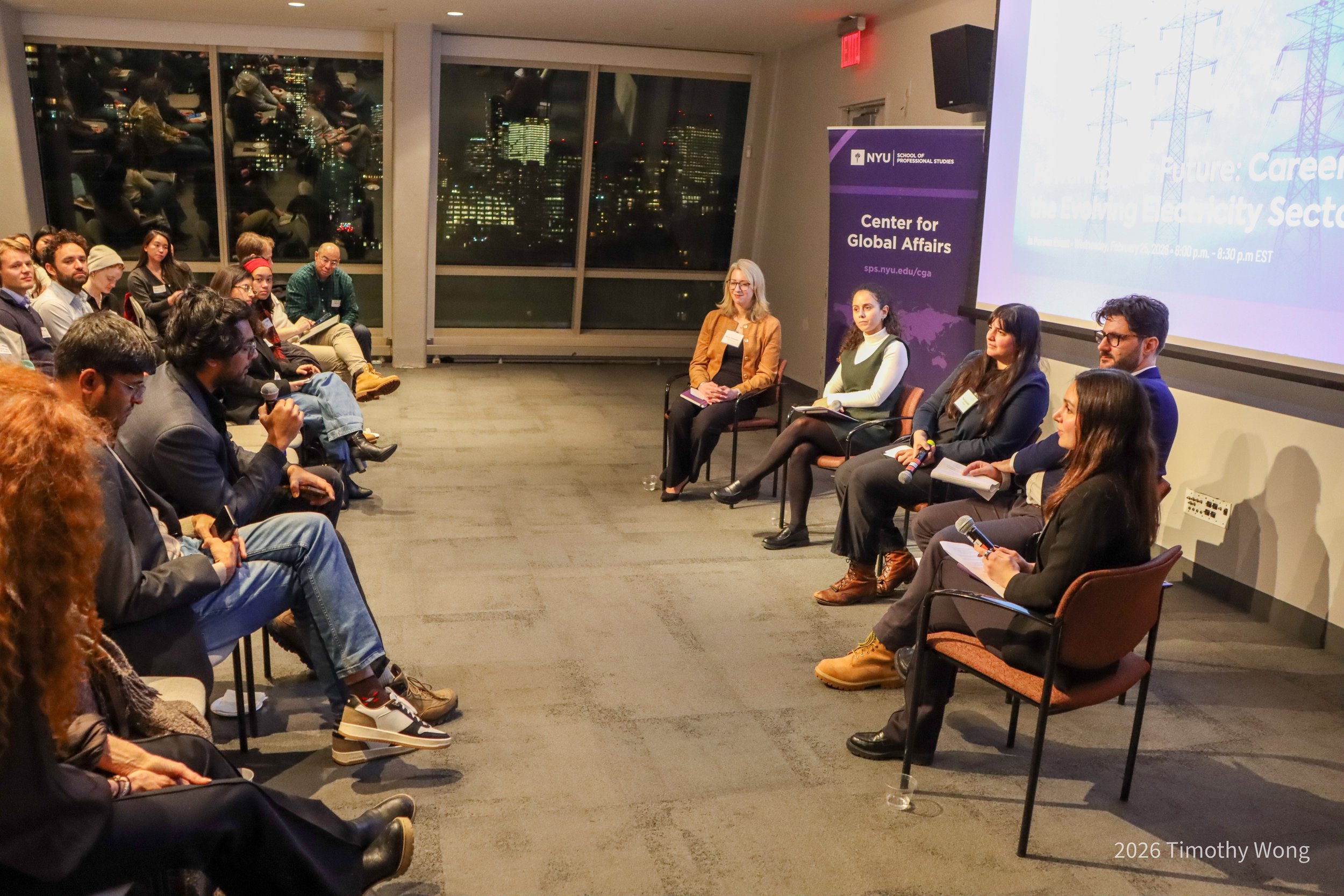 February 2026 - "Careers in the Evolving Electricity Sector" We collaborated with NYU SPS Center for Global Affairs and Columbia Center on Global Energy Policy hosting an insightful panel, followed by a networking session.