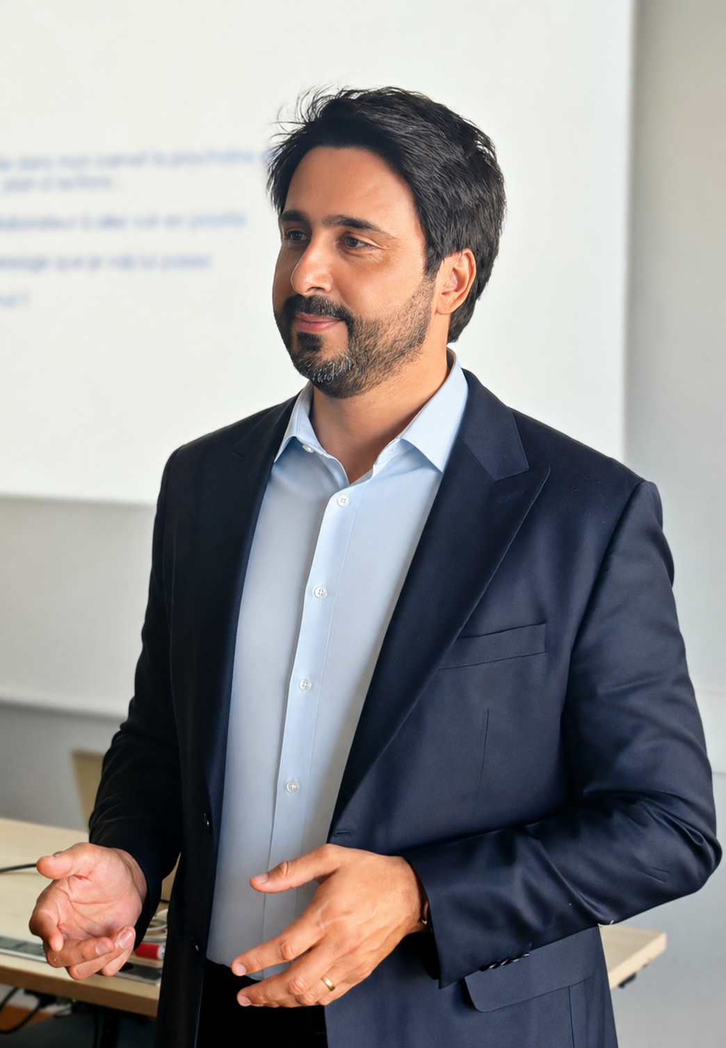 Soufiane El Alaoui animant un atelier de leadership en entreprise