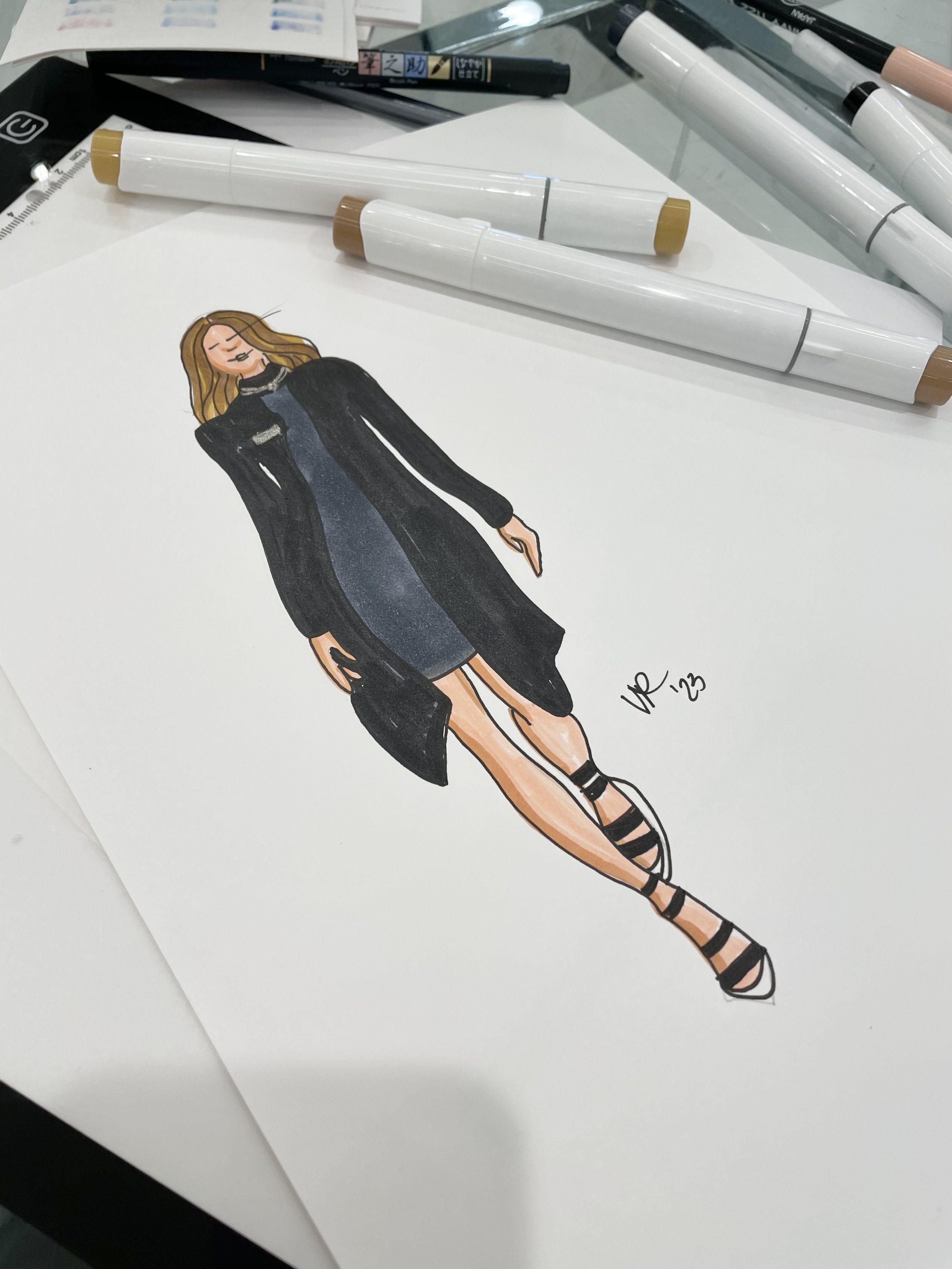 Live fashion portraits illustration by a handful of letters