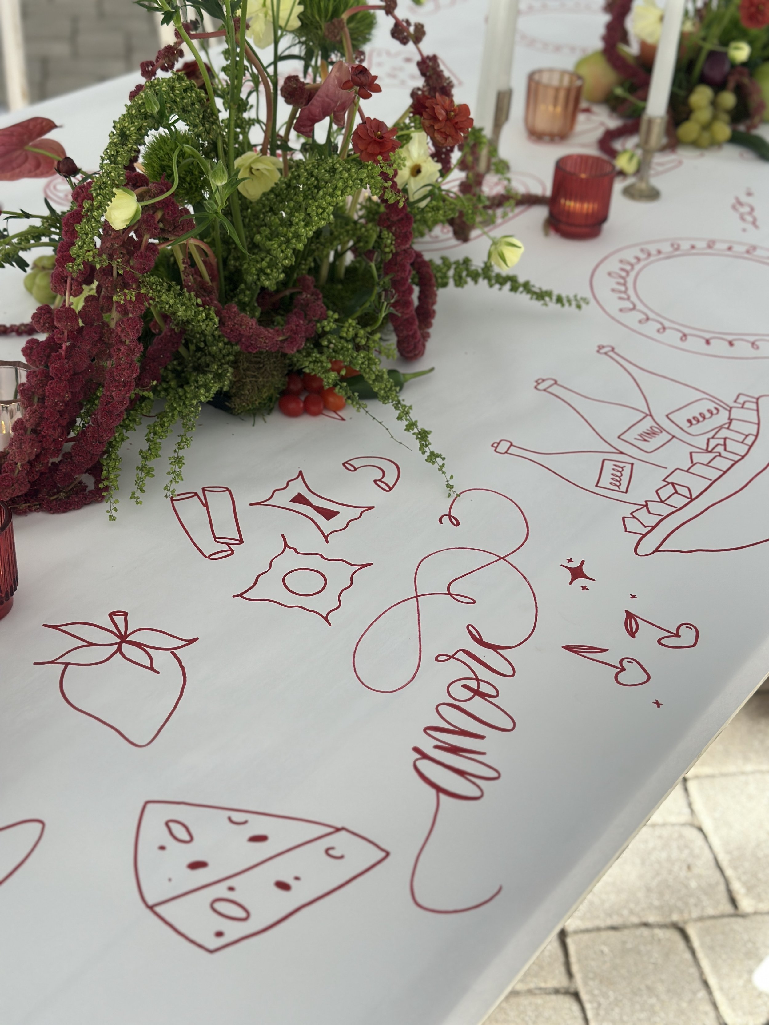 Casa del Sol: Live Calligraphy and Doodling on Custom Table Clothes at Rosen Shingle Creek