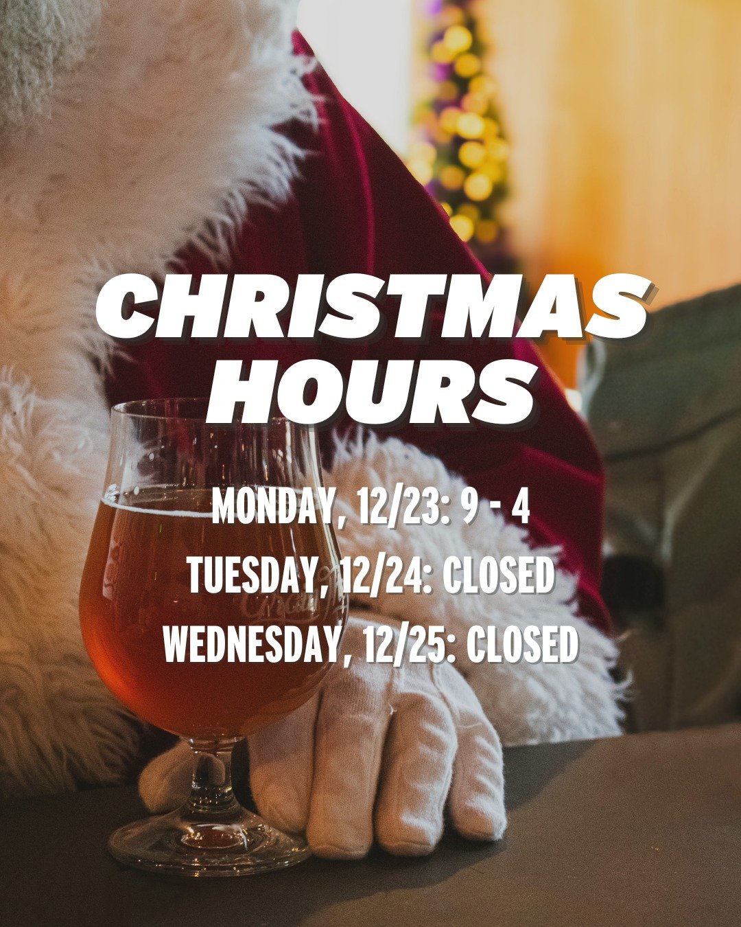 🎄 Plan your Christmas week with us! 🎄

Here&rsquo;s when you can catch us during Christmas week:

Monday, 12/23: 9 AM &ndash; 4 PM
Tuesday, 12/24: Closed
Wednesday, 12/25: Closed

Take a break from the hustle and enjoy the season&mdash;Merry Christ