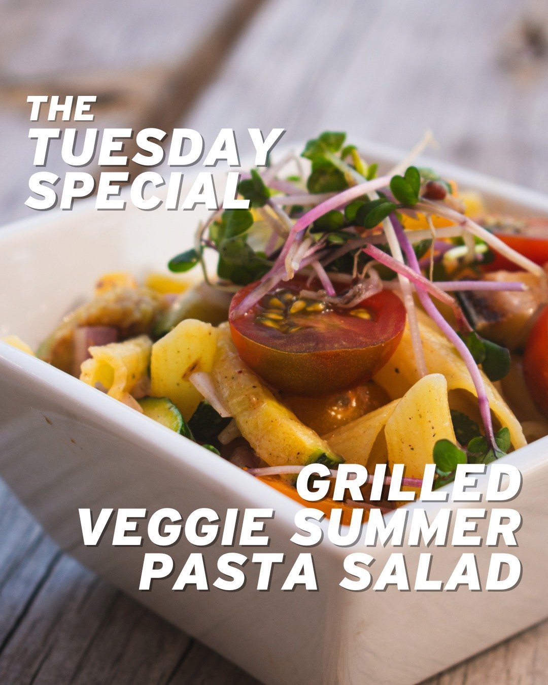 Sun&rsquo;s out, salad&rsquo;s on. ☀️

Meet our Grilled Veggie Summer Pasta Salad&mdash;a bright, seasonal mix of penne tossed in lemon miso vinaigrette with grilled squash, zucchini, heirloom cherry tomatoes, red onion, and daikon radish sprouts for