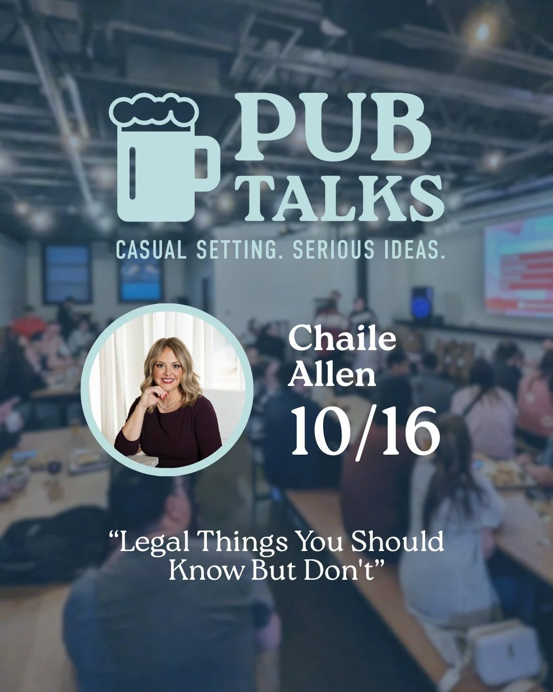 🎤 The next Pub Talks session is coming up soon! Join us on October 16 as we welcome guest speaker Chaile Allen ⬇️

🎟️ Tickets are live now&mdash;grab yours through the link in our bio.

Hosted in partnership with @seven.and.one.books, Pub Talks bri