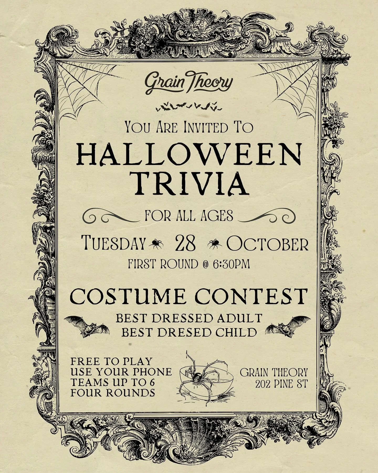 TONIGHT! Here’s all the information you need ⬇️
Sharpen your wits and dust off your cauldrons—it’s time for a night of trivia where things get just a little spooky. From classic horror films and eerie legends to oddball facts about