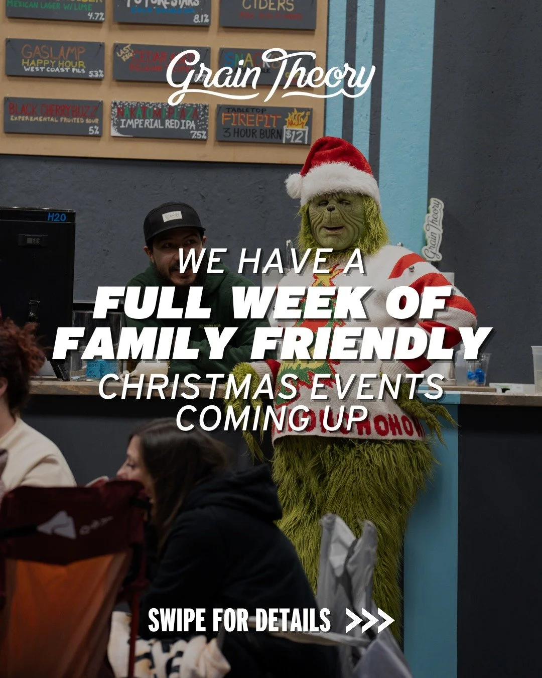 🎄 It&rsquo;s a very merry week at Grain Theory &mdash; sweaters, trivia, pajamas, Santa, The Grinch&hellip; we&rsquo;re going all in. Here&rsquo;s what&rsquo;s happening:

🎶 Ugly Christmas Sweater Music Bingo &mdash; Monday, Dec. 15, 6&ndash;9 PM
A