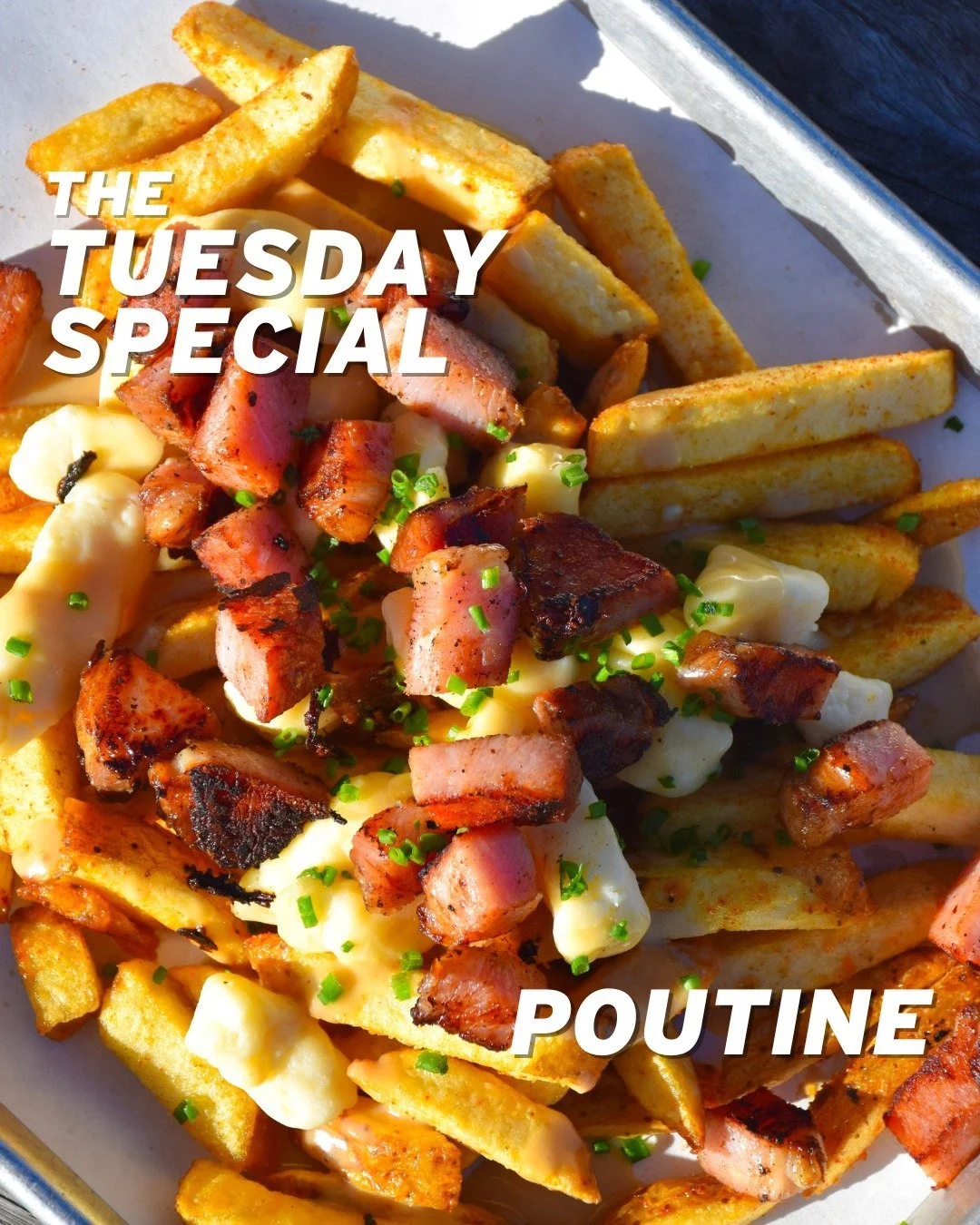 A brief trip up north for this Tuesday's special.

Poutine &mdash; GT seasoned fries smothered in cheese curds and savory brown gravy, topped with house-cured Canadian bacon and chives. Rich, comforting, and exactly what you want on a cold day.

No n
