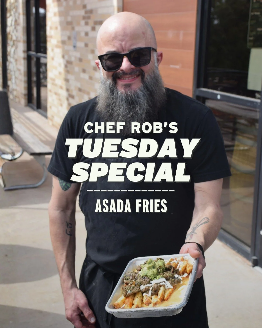 Every Tuesday, Chef Rob puts something new on the menu. It&rsquo;s our weekly special, and it&rsquo;s around until it sells out.

This week&rsquo;s special is Asada Fries: GT seasoned fries smothered in beer cheese queso and topped with refried black