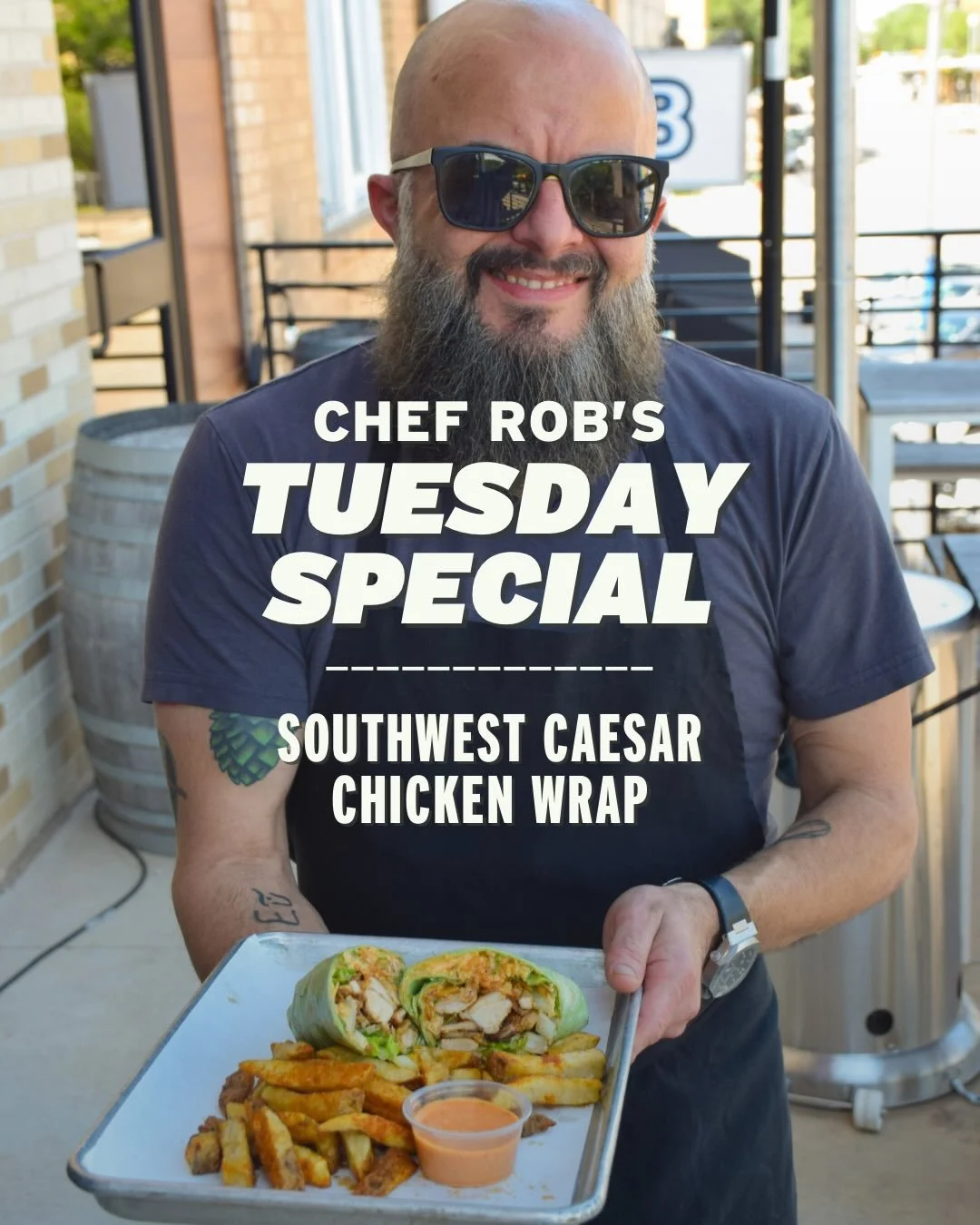 We&rsquo;re switching things up with a fresh take on a classic for tomorrow&rsquo;s special.

This week features a Southwest Caesar Chicken Wrap. We&rsquo;re stuffing a jumbo spinach tortilla with peri marinated chicken, chipotle caesar dressing, rom