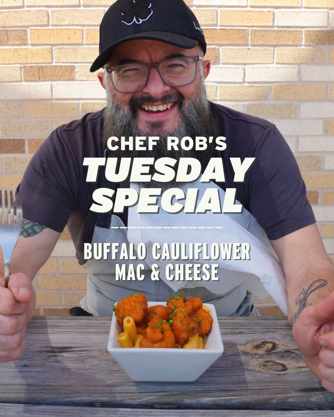 We&rsquo;re bringing a new comfort food favorite to the menu for tomorrow&rsquo;s special.

This week features a Buffalo Cauliflower Mac &amp; Cheese. We&rsquo;re tossing rigatoni pasta in our signature beer cheese, then topping it with breaded and f