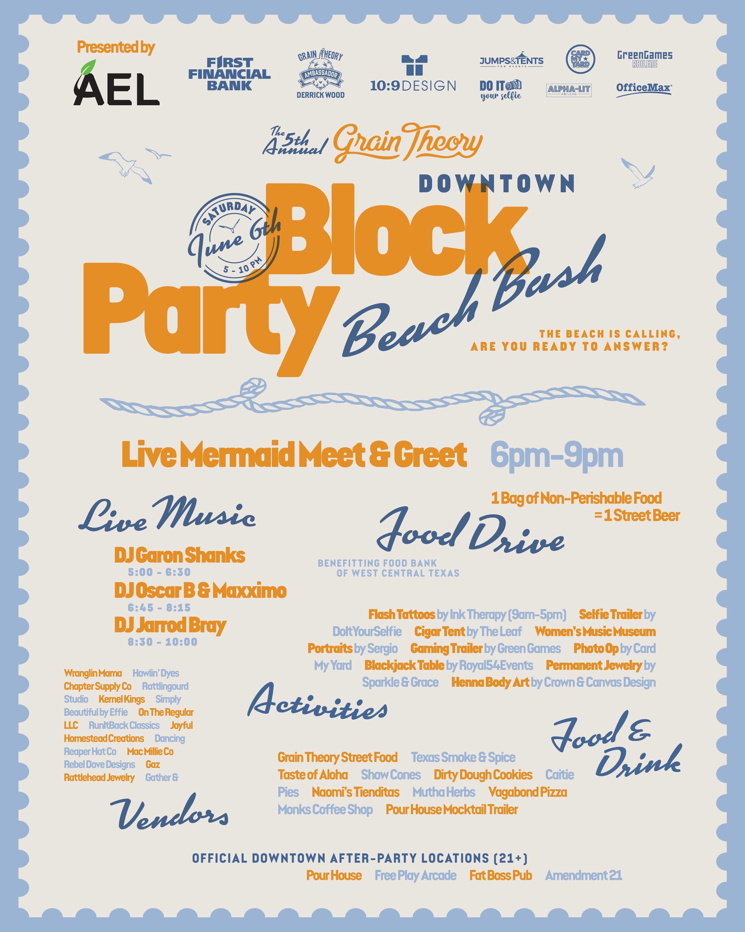🏖️Join Grain Theory for the 5th Annual Downtown Block Party Beach Bash happening Saturday, June 6 from 5 PM &ndash; 10 PM in the street in front of the brewery!

We&rsquo;re bringing family friendly beach vibes to downtown with DJs, food trucks, loc
