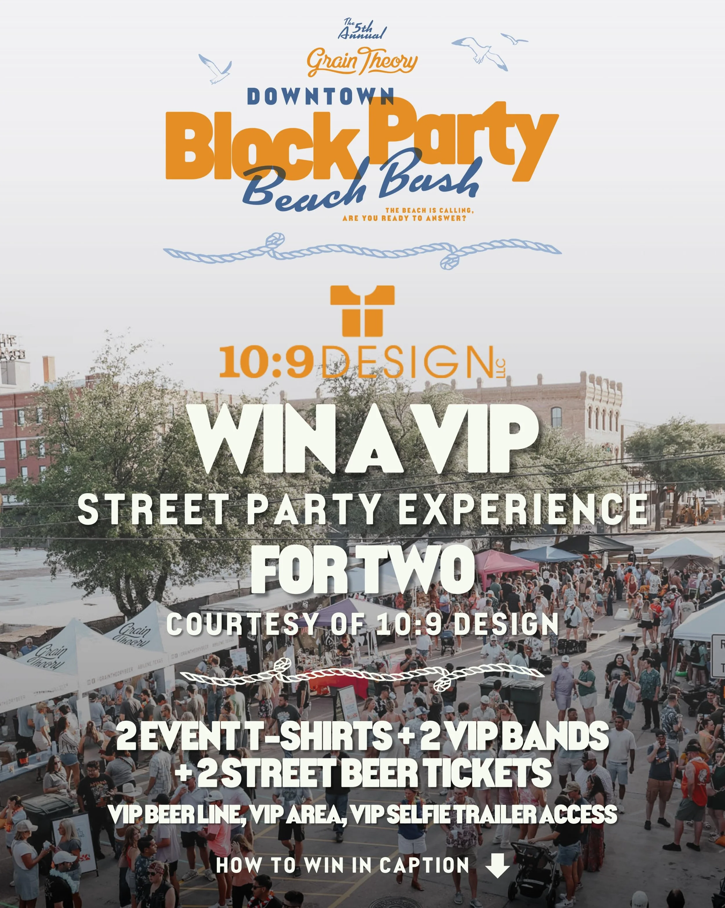 READ BELOW FOR HOW TO WIN ⬇️

🏖️The 5th Annual Grain Theory Downtown Block Party Beach Bash is happening THIS Saturday 5pm - 10pm right here in the heart of Downtown Abilene

Here&rsquo;s how to win:

1)Make sure you are following both
@graintheoryb