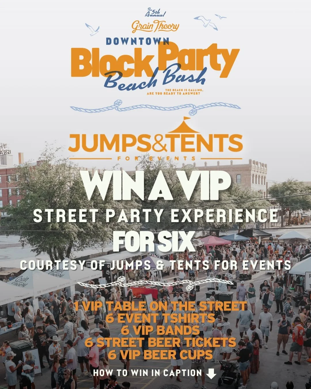 READ BELOW FOR HOW TO WIN ⬇️

🏖️The 5th Annual Grain Theory Downtown Block Party Beach Bash is happening THIS Saturday 5pm - 10pm right here in the heart of downtown Abilene. Find full details on our social media

Here&rsquo;s how to win: 

1) Make 