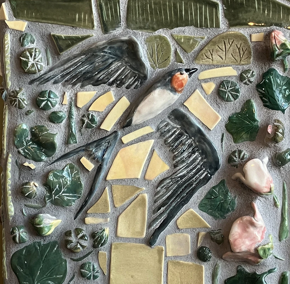 Porcelain Tiles + Pique Assiette Mosaics
