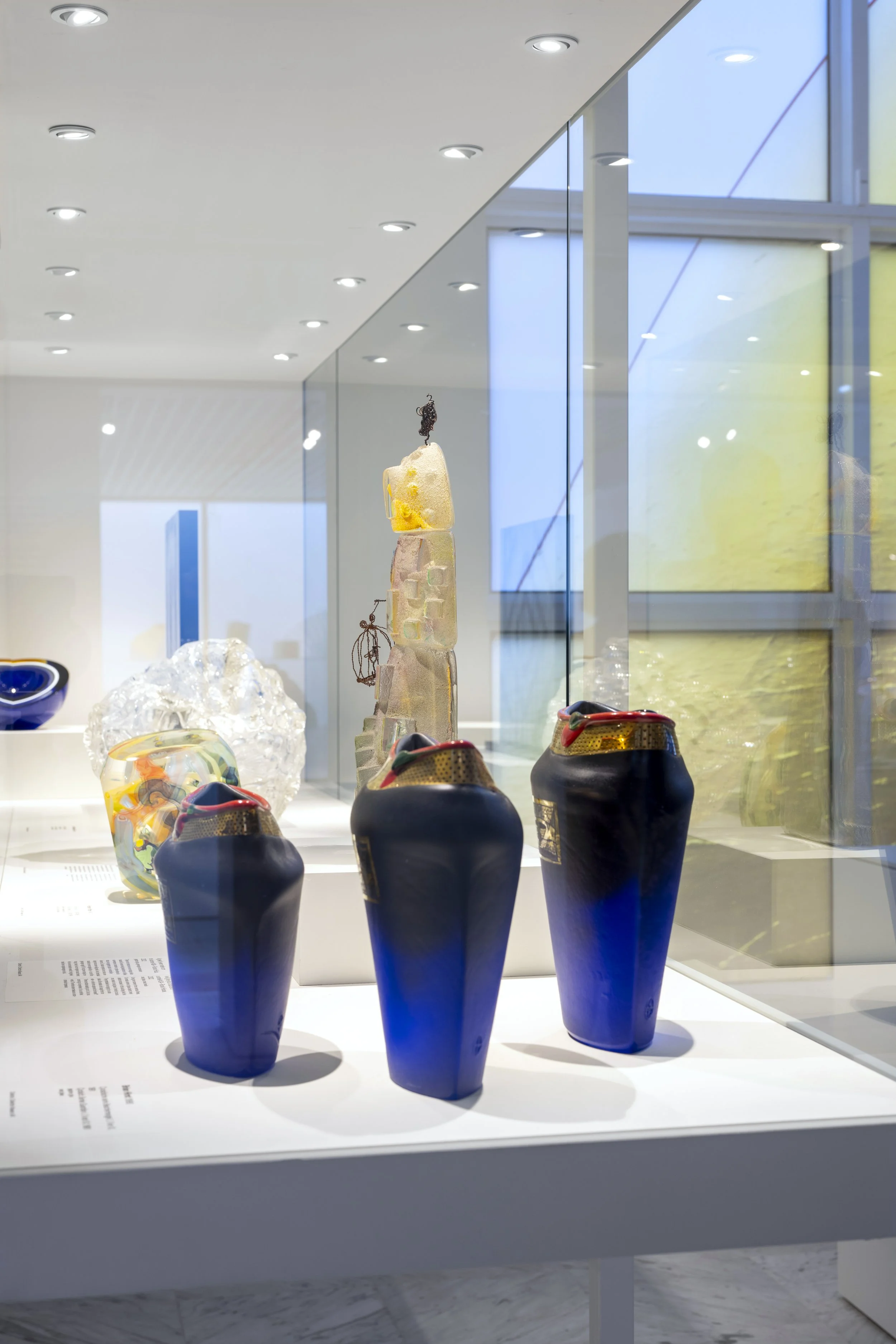 Glass objects in a museum