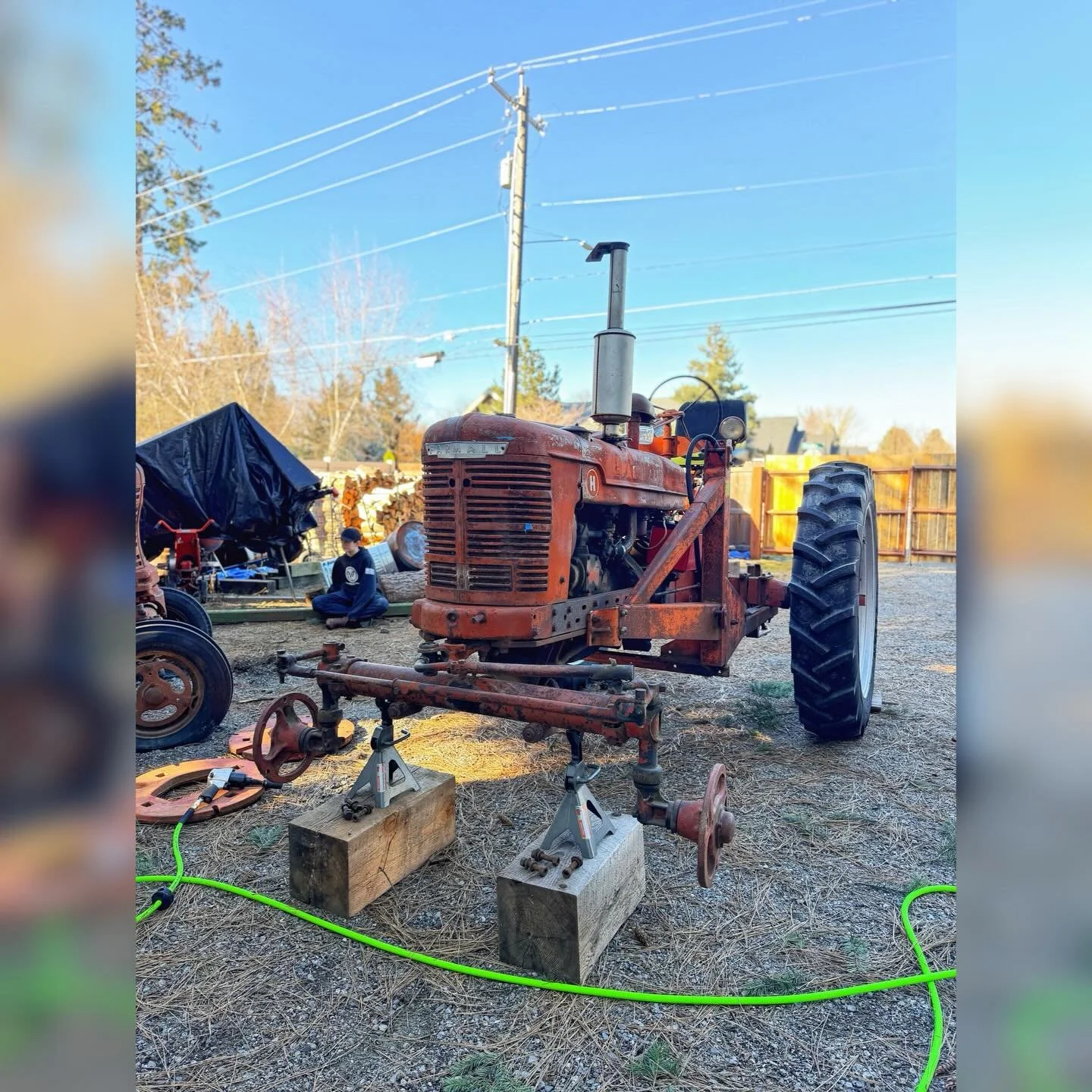 Another one followed me home today!  1951 Farmall H with new shoes on the back.  Just ordered new tires and tubes for the front.  She runs great and will be in cue for restoration behind the 300. 

#farmall #farmallh