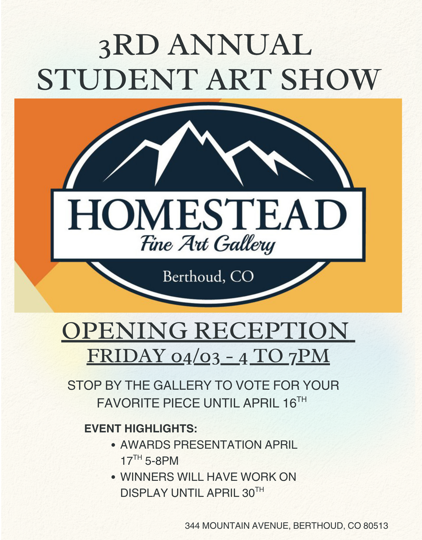 3rd Annual Student Art Show Awards Presentation