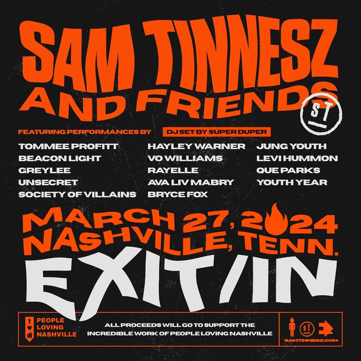 Had a blast on this one! Show art for my buddy @samtinnesz and friends for this Nashville show coming up on March 27th. SO many incredible artists in this lineup! 🔥🤘