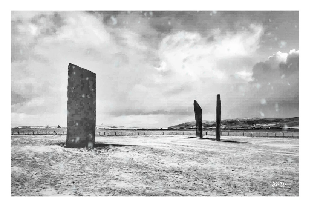 Snowing at the Standing Stones of Stenness