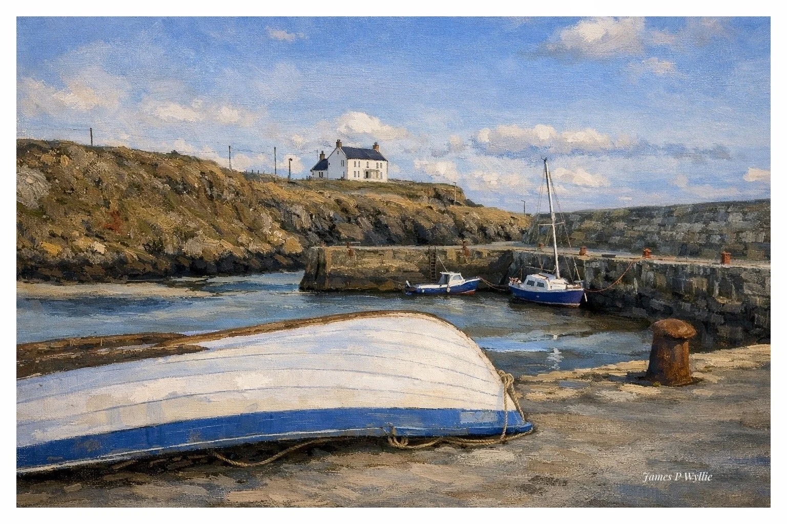 Port of Ness Harbour : Painted Edition by James P Wyllie 