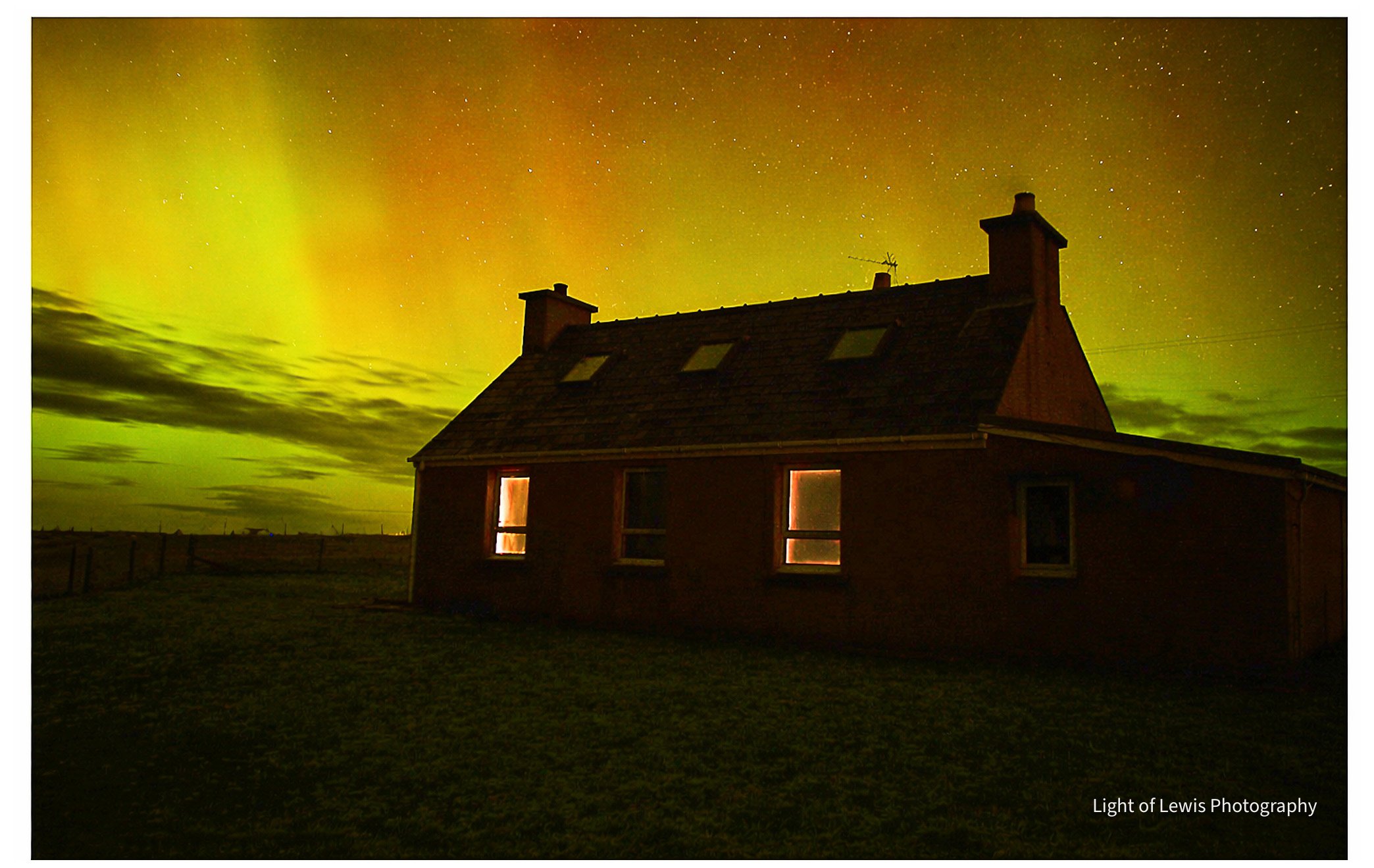 Northern Lights at Machair House, Fivepenny, Isle of Lewis