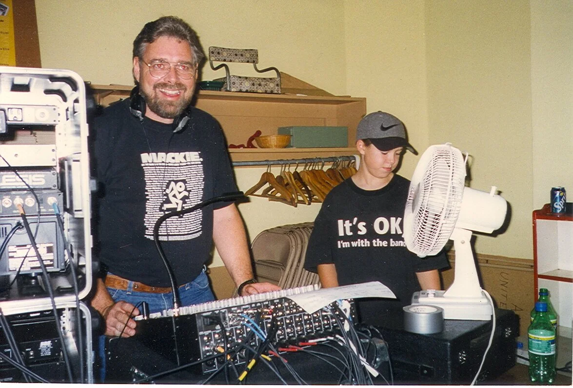 I’m about 10 years old in this picture with my Dad Chip Leonard. My Dad and I gigged together almost every weekend. I still own the Roland Space Echo under the white fan!
